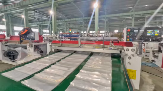 Automatische 3-Linien-Einkaufstaschenherstellungsmaschine mit gestanztem Griff und Bodenschweißung